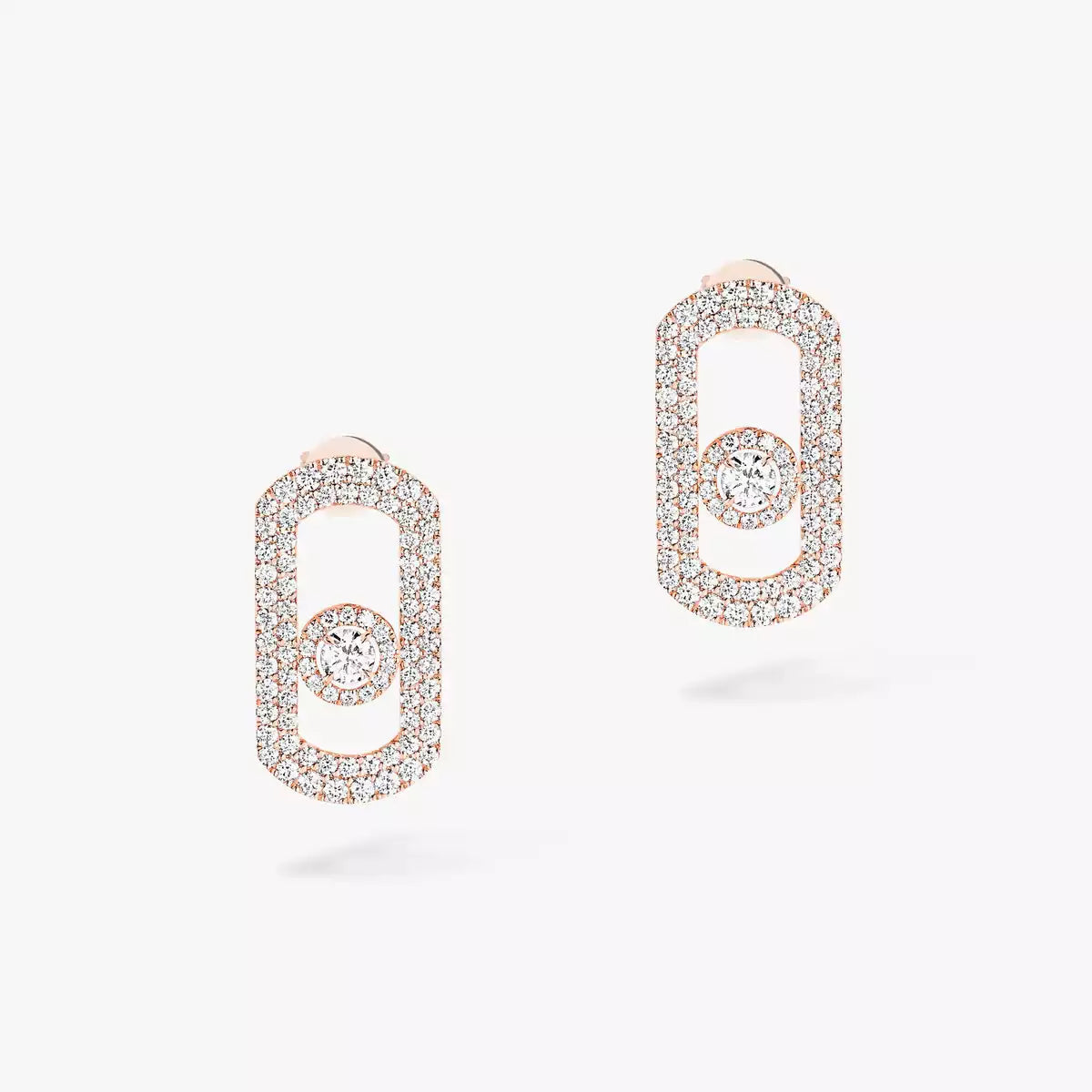 [Clover Jewelry]So Move Pave_-Set Diamond Earrings in Silver