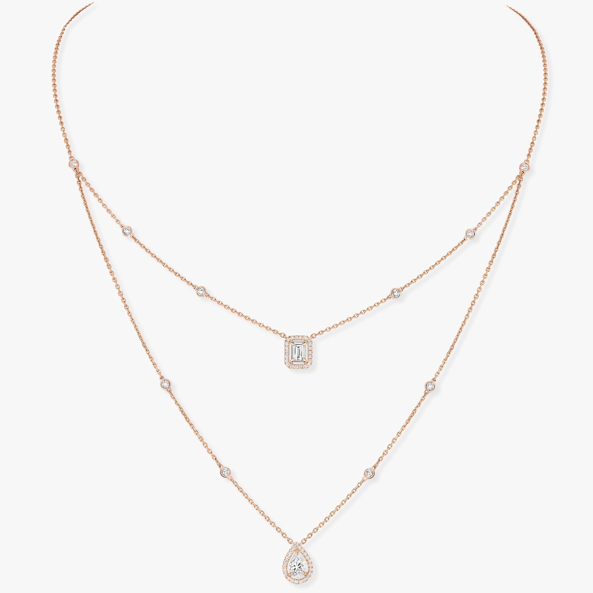 [Clover Jewelry]MY TWIN 2 ROW DIAMOND NECKLACE