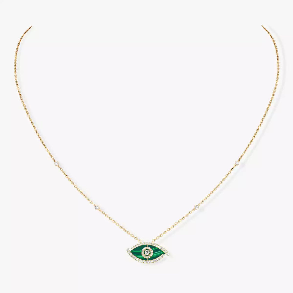 [Clover Jewelry]Lucky Eye Diamond Necklace in Rose Gold and Turquoise
