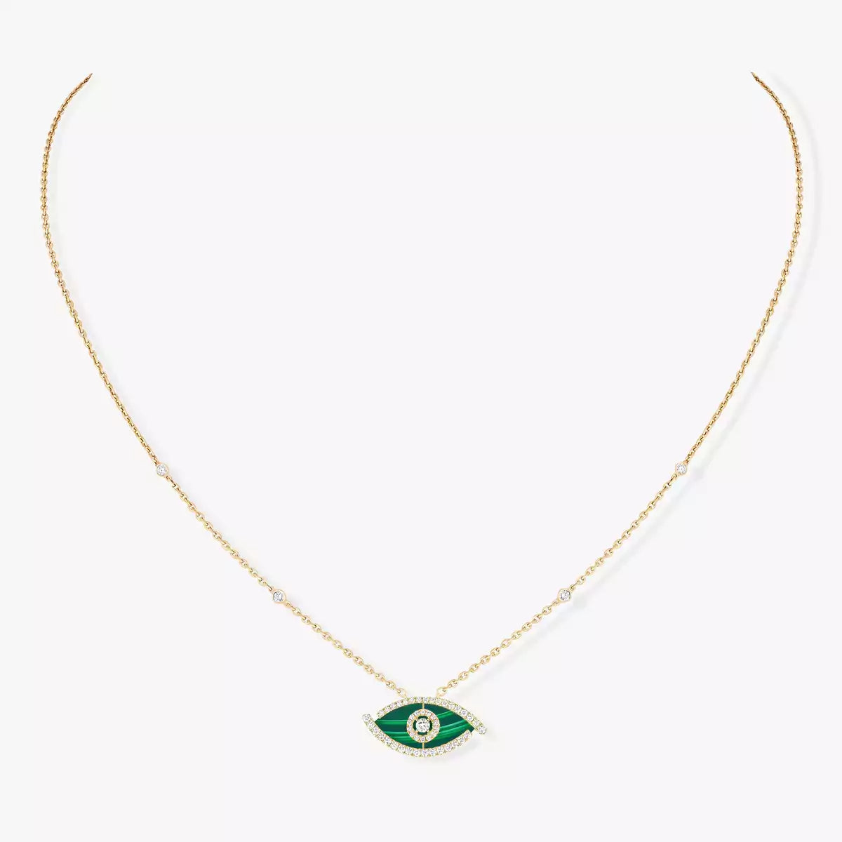[Clover Jewelry]Lucky Eye Diamond Necklace in Rose Gold and Turquoise