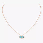 [Clover Jewelry]Lucky Eye Diamond Necklace in Rose Gold and Turquoise