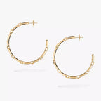 [[Clover Jewelry]Move Link Diamond Hoop Earrings