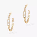 [[Clover Jewelry]Move Link Diamond Hoop Earrings