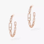 [[Clover Jewelry]Move Link Diamond Hoop Earrings