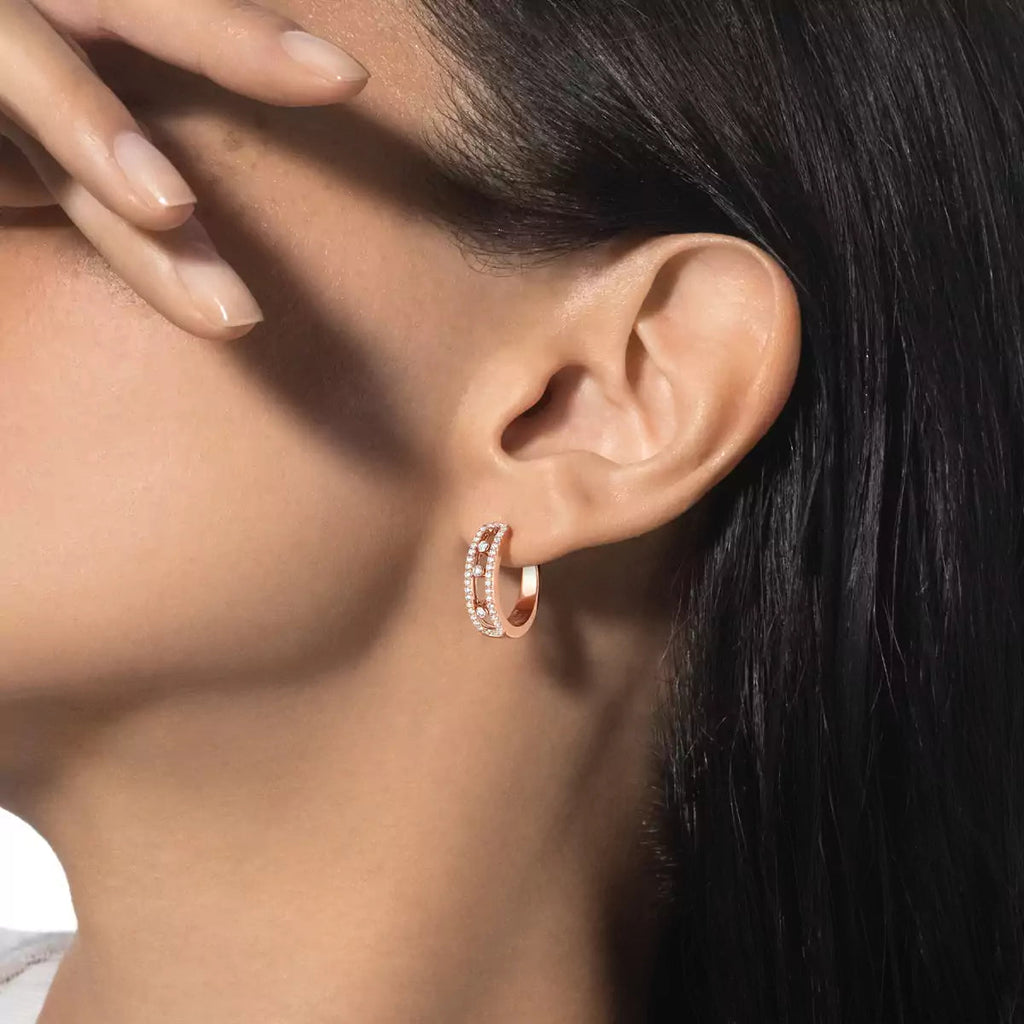 [Clover Jewelry]Diamond Pave_ Hoop Earrings Move