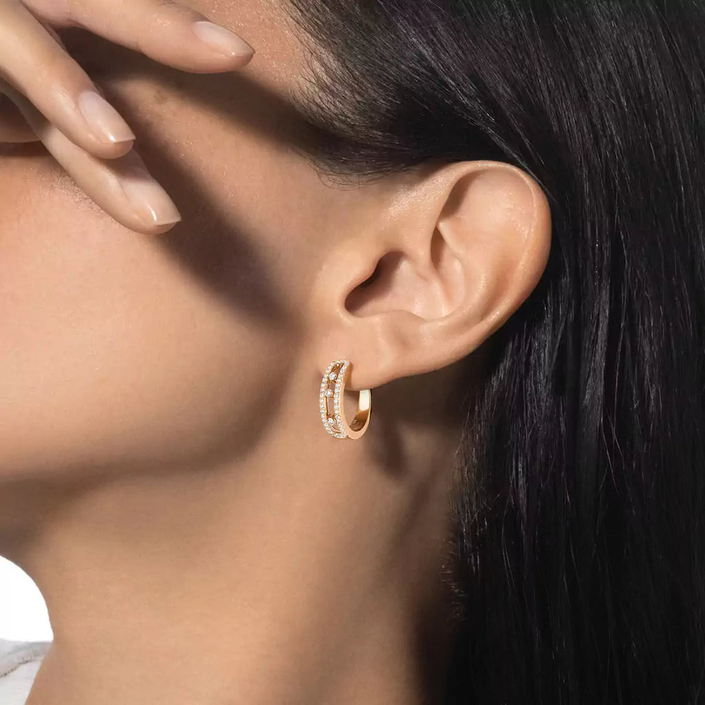 [Clover Jewelry]Diamond Pave_ Hoop Earrings Move