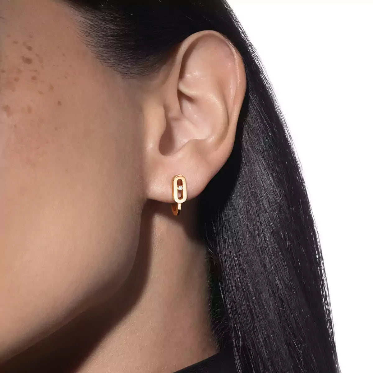 [Clover Jewelry]Diamond Mini Hoop Earrings Move Classique