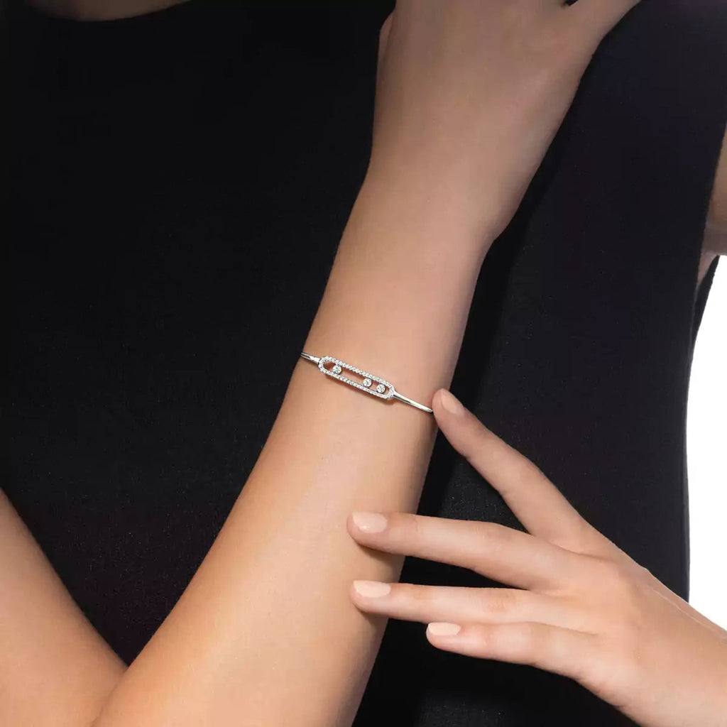 [Clover Jewelry]Move Pavé Diamond Bangle Bracelet M