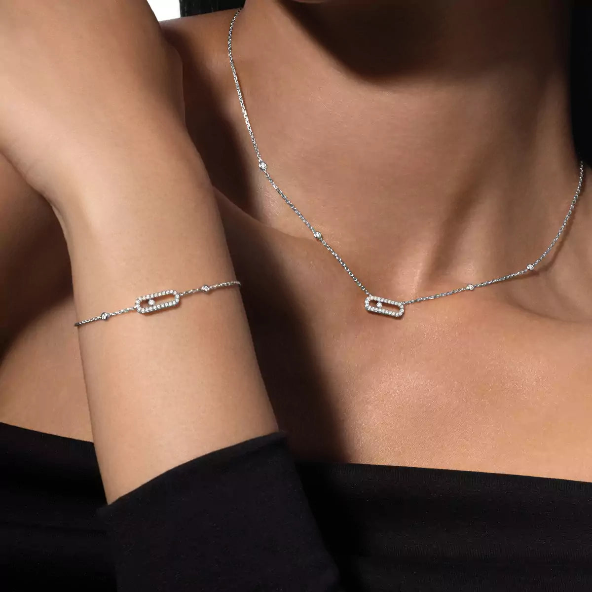 [Clover Jewelry]Diamond Necklace Move Uno