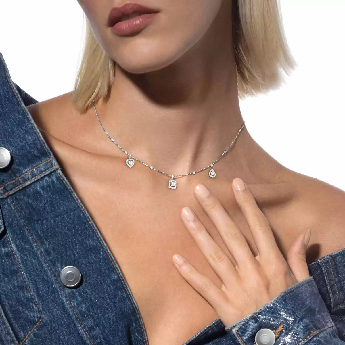 [Clover Jewelry]My Twin Diamond Necklace in Silver