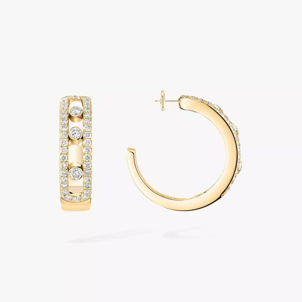 [Clover Jewelry]Diamond Pave_ Hoop Earrings Move