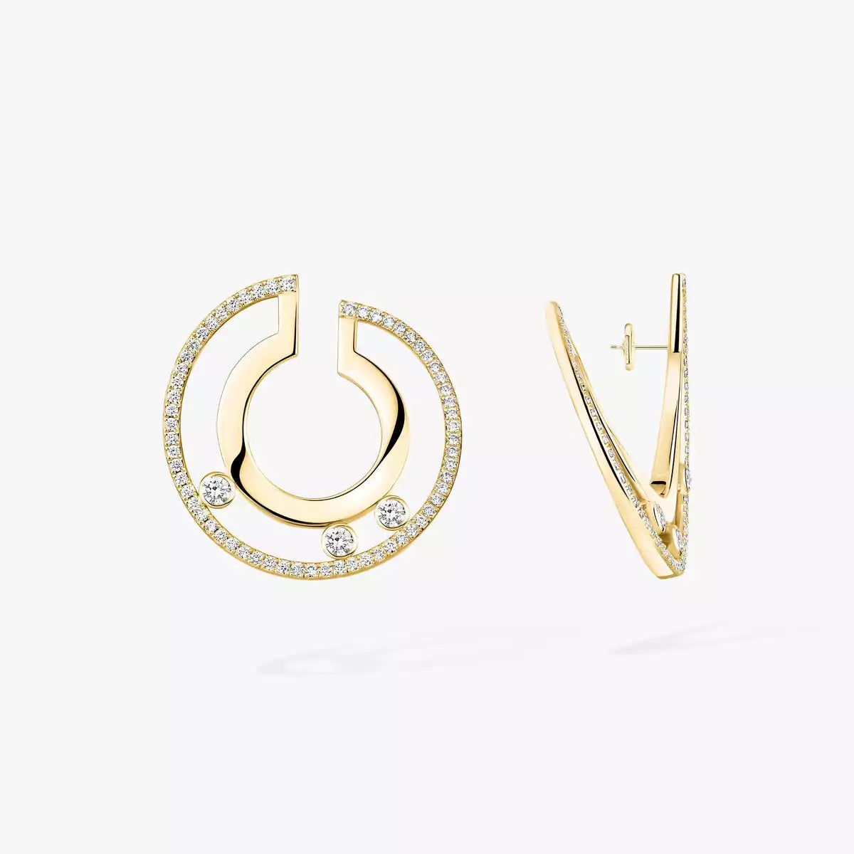 [Clover Jewelry]Move Romane Small Diamond Hoop Earrings