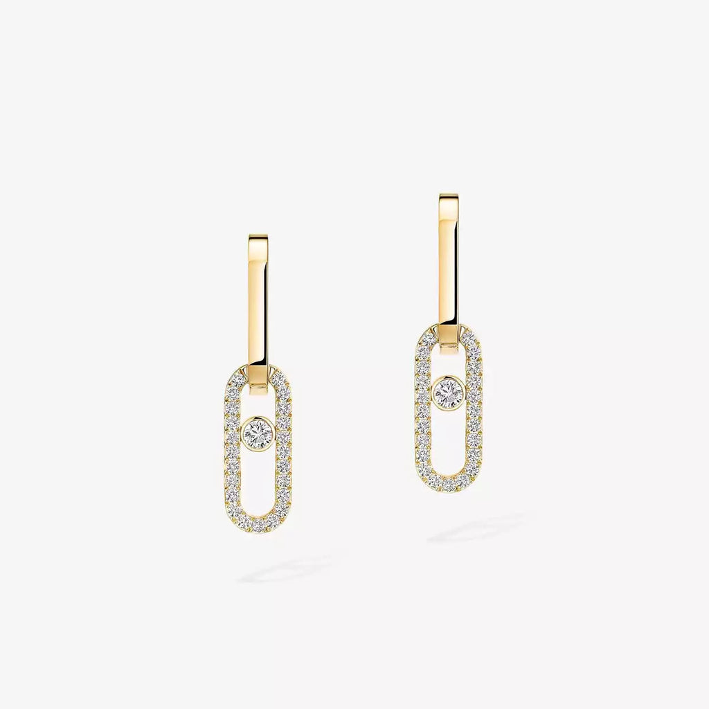 [Clover Jewelry]Move Link Diamond Earrings