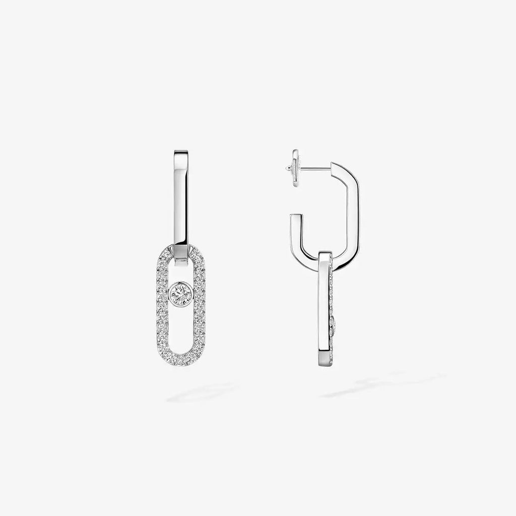 [Clover Jewelry]Move Link Diamond Earrings