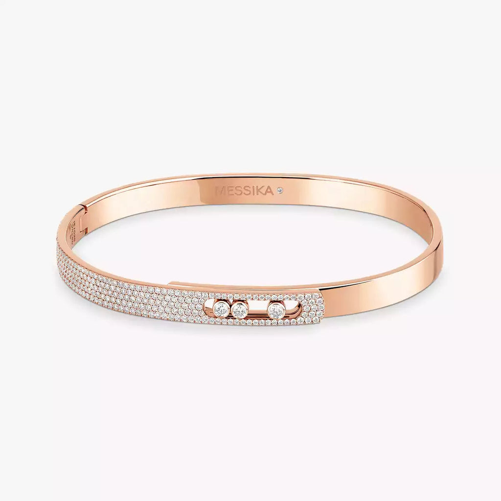 [Clover Jewelry]Move Noa Rose Gold Pavé Diamond Bangle Bracelet