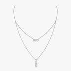 [Clover Jewelry]2 Rows Rose Gold Diamond Pave_ Necklace Move Uno