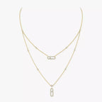 [Clover Jewelry]2 Rows Rose Gold Diamond Pave_ Necklace Move Uno