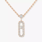 [Clover Jewelry]2 Rows Rose Gold Diamond Pave_ Necklace Move Uno