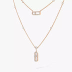 [Clover Jewelry]2 Rows Rose Gold Diamond Pave_ Necklace Move Uno