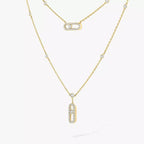 [Clover Jewelry]2 Rows Rose Gold Diamond Pave_ Necklace Move Uno