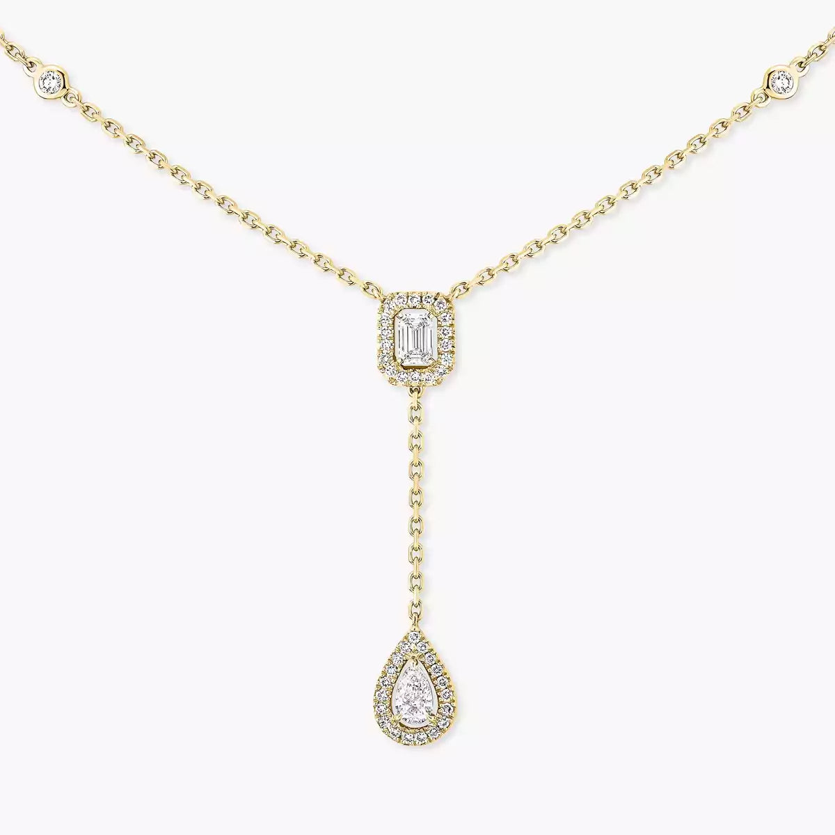 [Clover Jewelry]Gold Diamond Tie Necklace