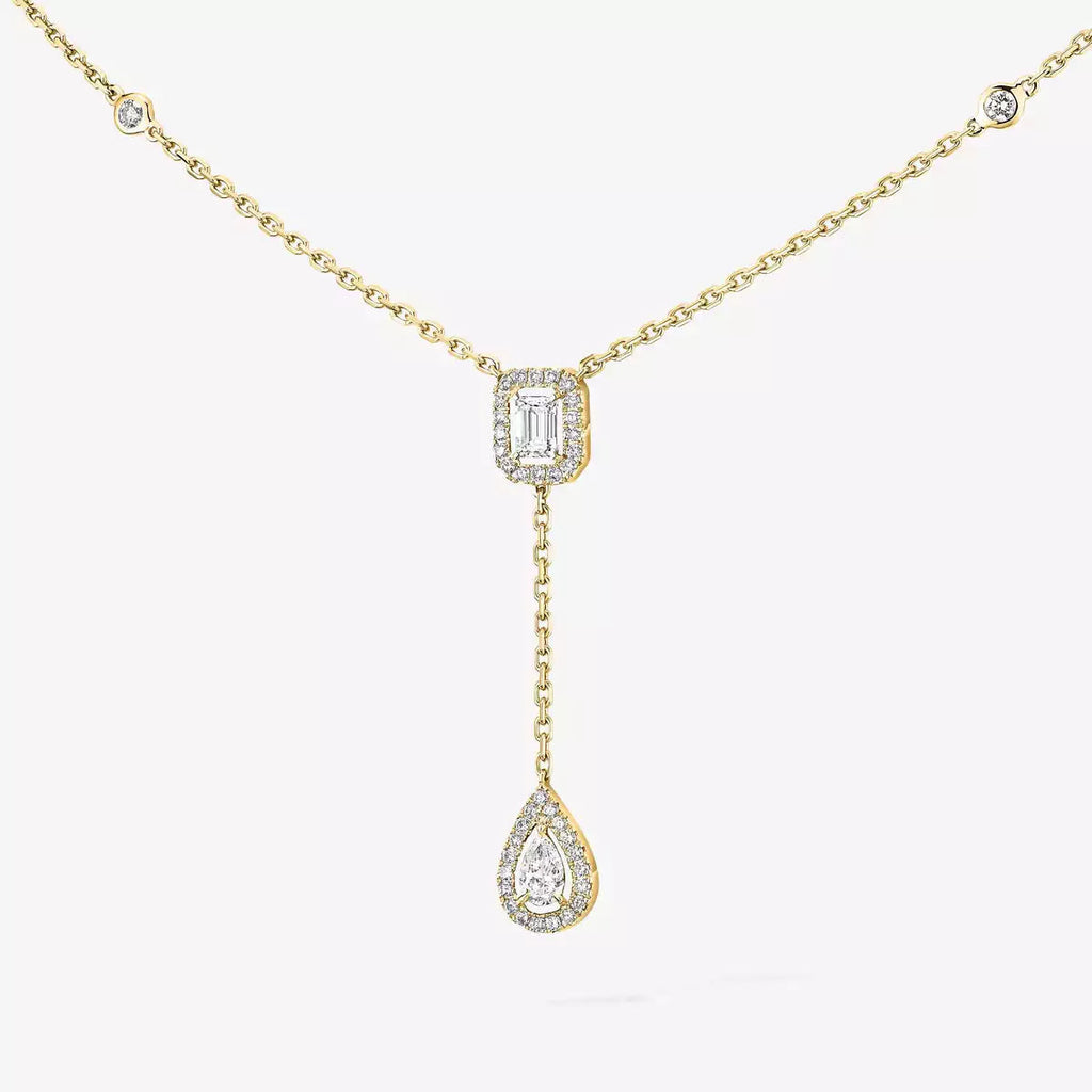 [Clover Jewelry]Gold Diamond Tie Necklace