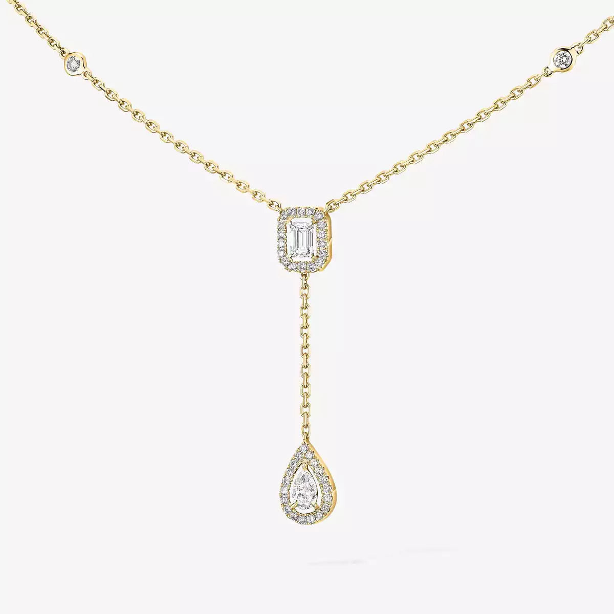 [Clover Jewelry]Gold Diamond Tie Necklace
