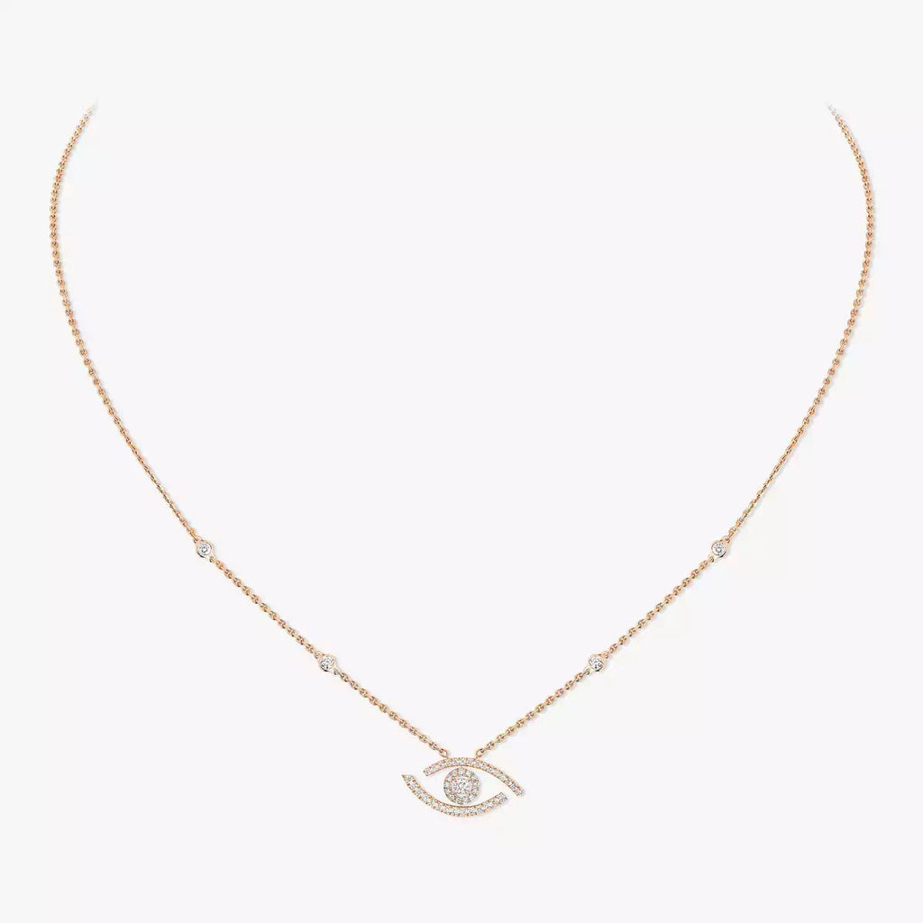 [Clover Jewelry]Pave_ Diamond Necklace Lucky Eye