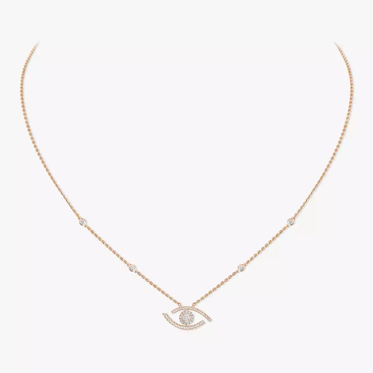 [Clover Jewelry]Pave_ Diamond Necklace Lucky Eye