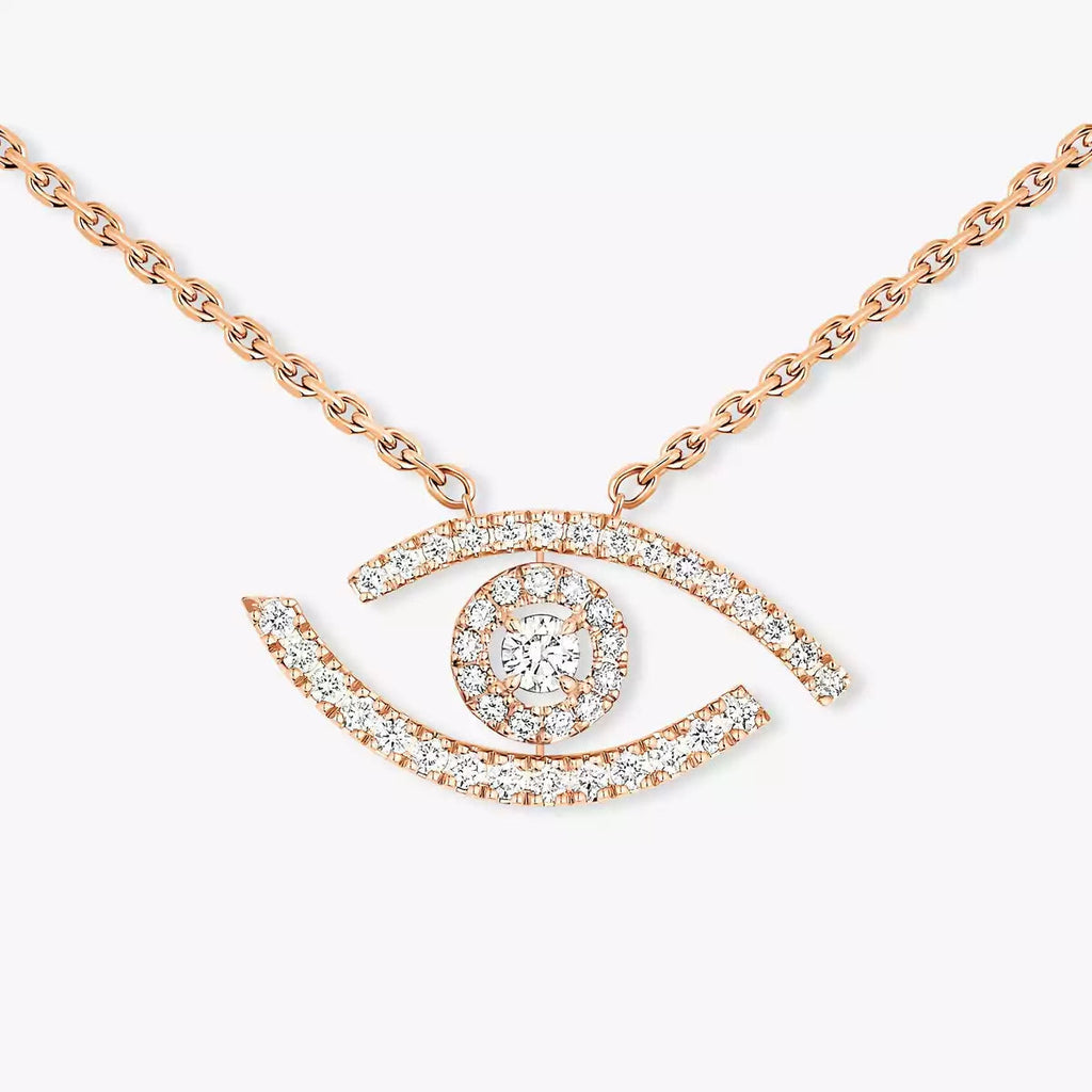 [Clover Jewelry]Pave_ Diamond Necklace Lucky Eye