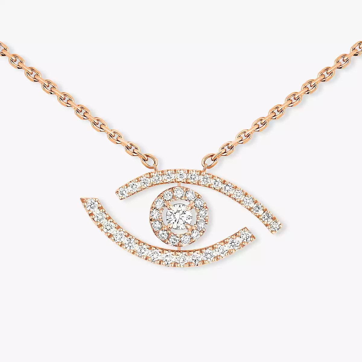 [Clover Jewelry]Pave_ Diamond Necklace Lucky Eye