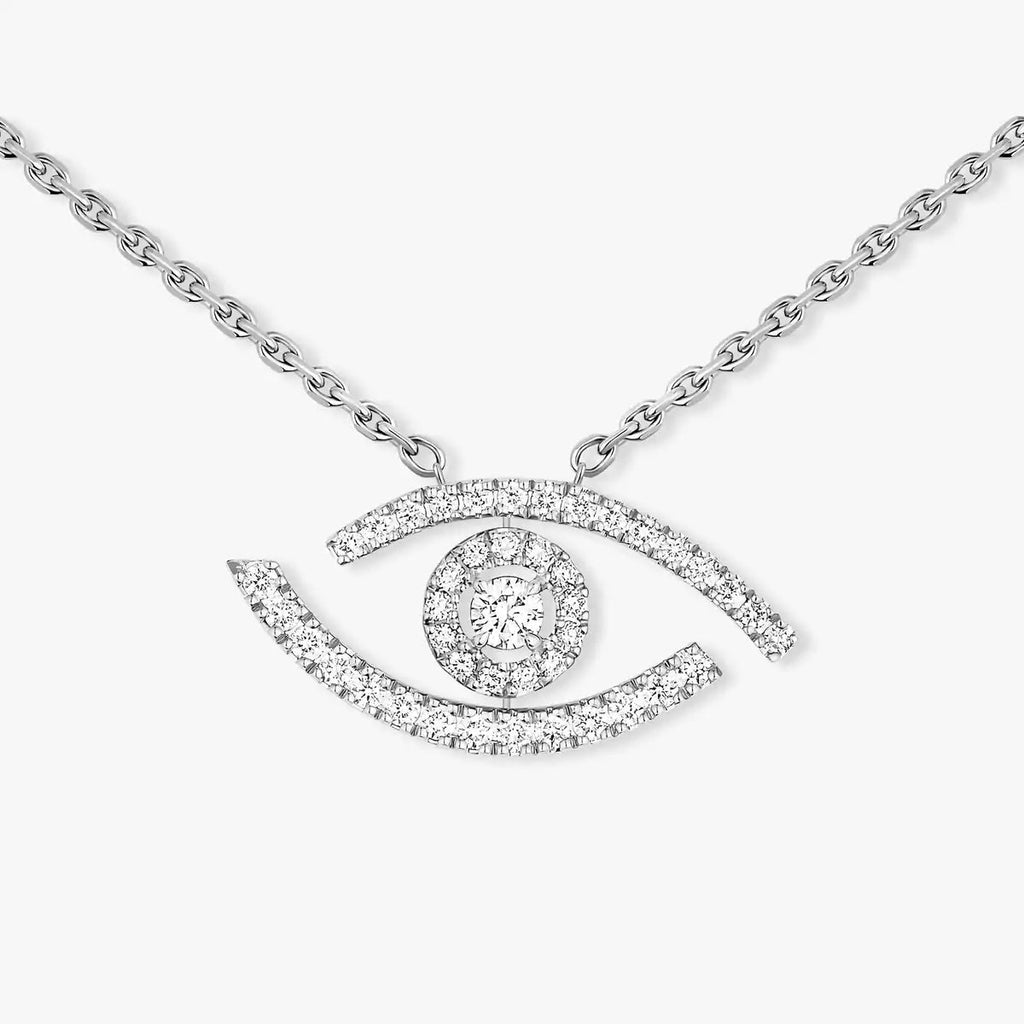 [Clover Jewelry]Pave_ Diamond Necklace Lucky Eye