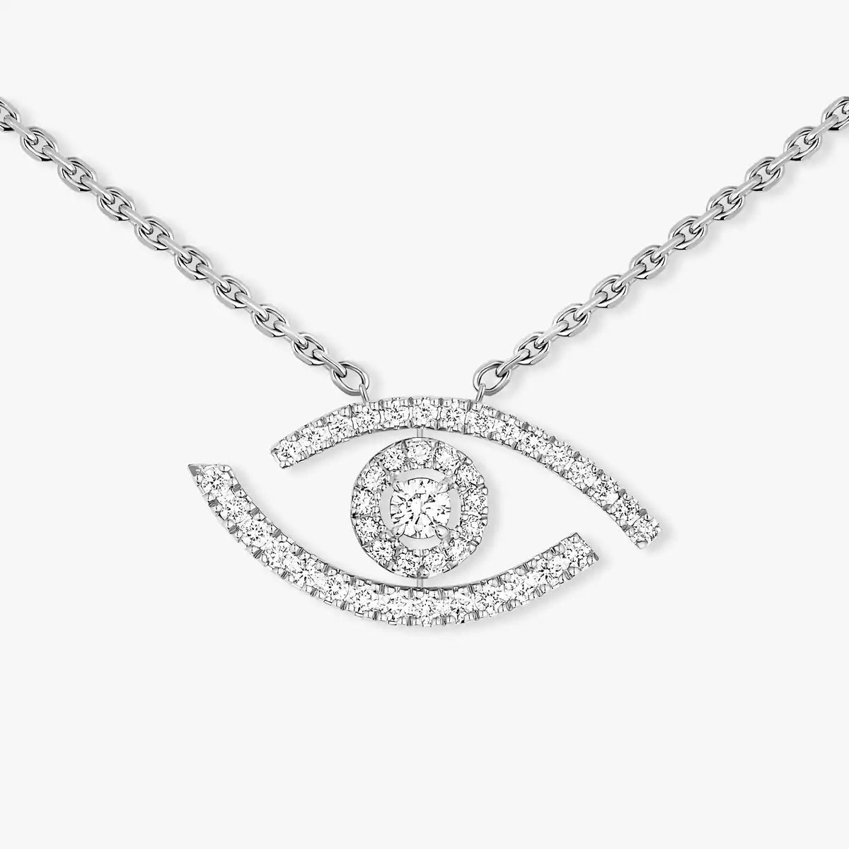 [Clover Jewelry]Pave_ Diamond Necklace Lucky Eye