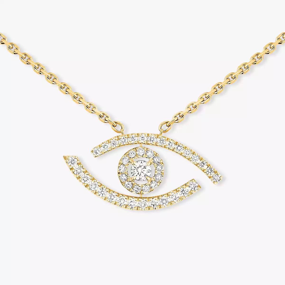 [Clover Jewelry]Pave_ Diamond Necklace Lucky Eye
