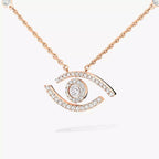 [Clover Jewelry]Pave_ Diamond Necklace Lucky Eye