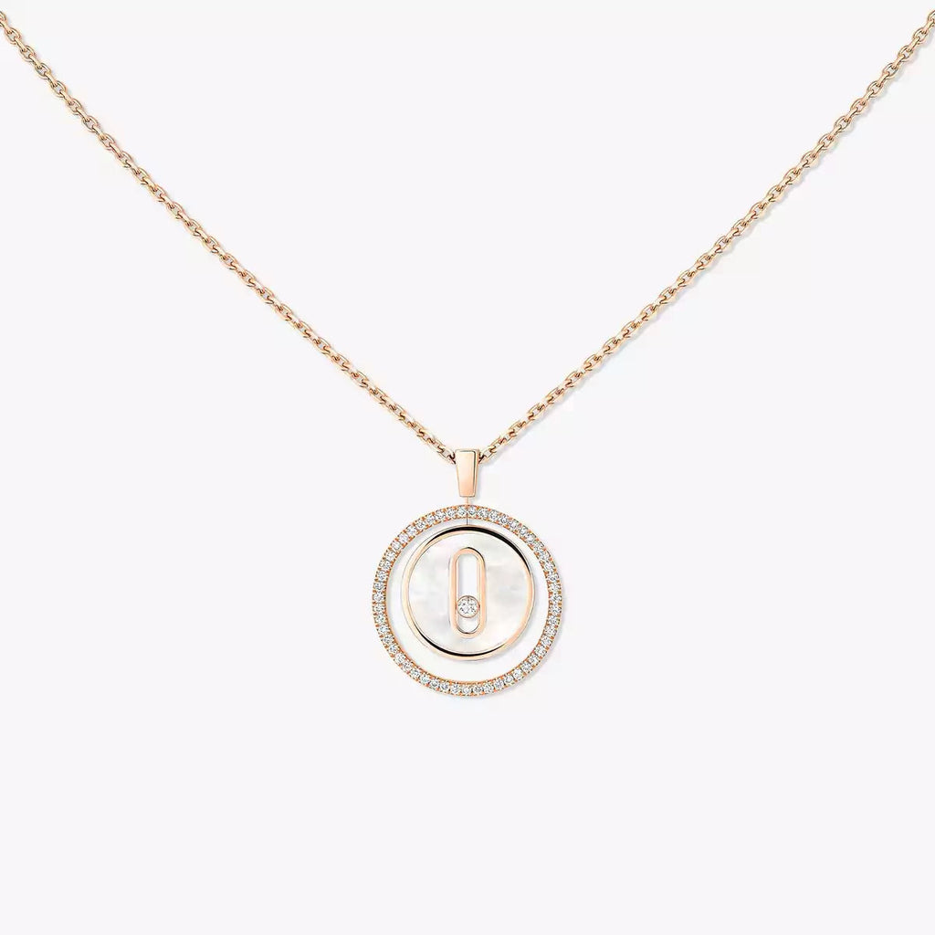 [Clover Jewelry]Lucky Move Diamond Necklace in Rose Gold and White Mother-of-Pearl