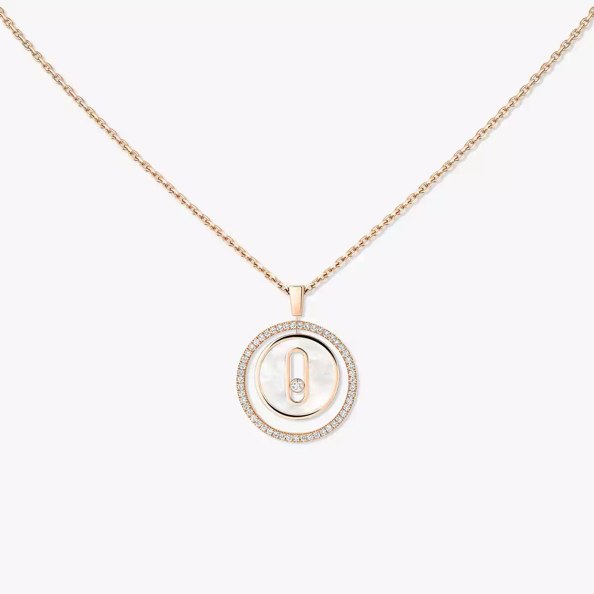 [Clover Jewelry]Lucky Move Diamond Necklace in Rose Gold and White Mother-of-Pearl