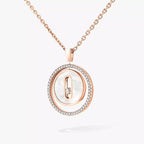 [Clover Jewelry]Lucky Move Diamond Necklace in Rose Gold and White Mother-of-Pearl