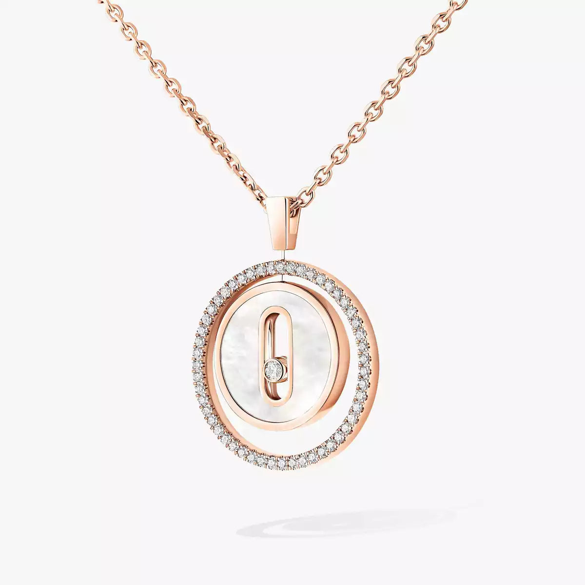 [Clover Jewelry]Lucky Move Diamond Necklace in Rose Gold and White Mother-of-Pearl