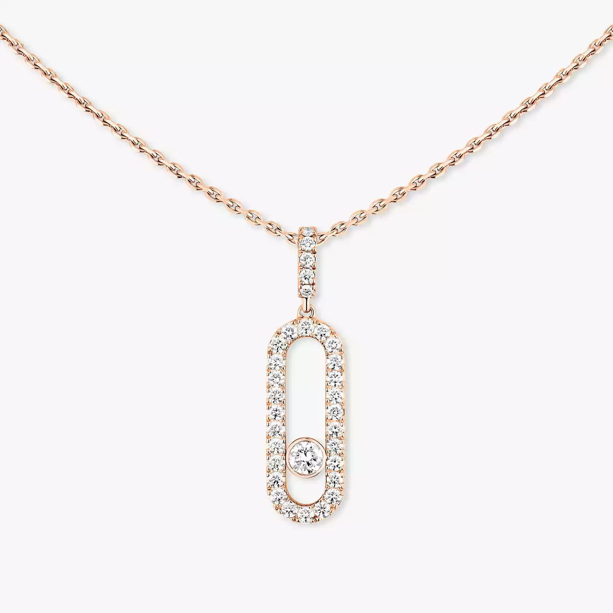 [Clover Jewelry]Move Uno Diamond Necklace in Rose Gold