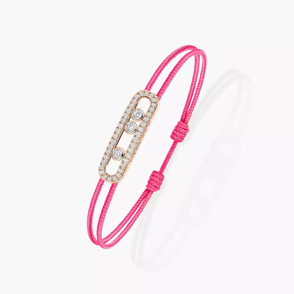 [Clover Jewelry]Messika Care(s) pink cord pavé bracelet