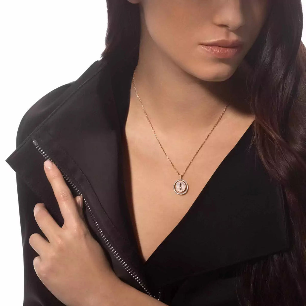 [Clover Jewelry]Lucky Move Diamond Necklace in Rose Gold and White Mother-of-Pearl