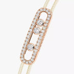 [Clover Jewelry]Messika Care(s) pink cord pavé bracelet
