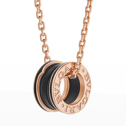 [Clover Jewelery]ZERO 1 BLACK CERAMIC PINK GOLD NECKLACE