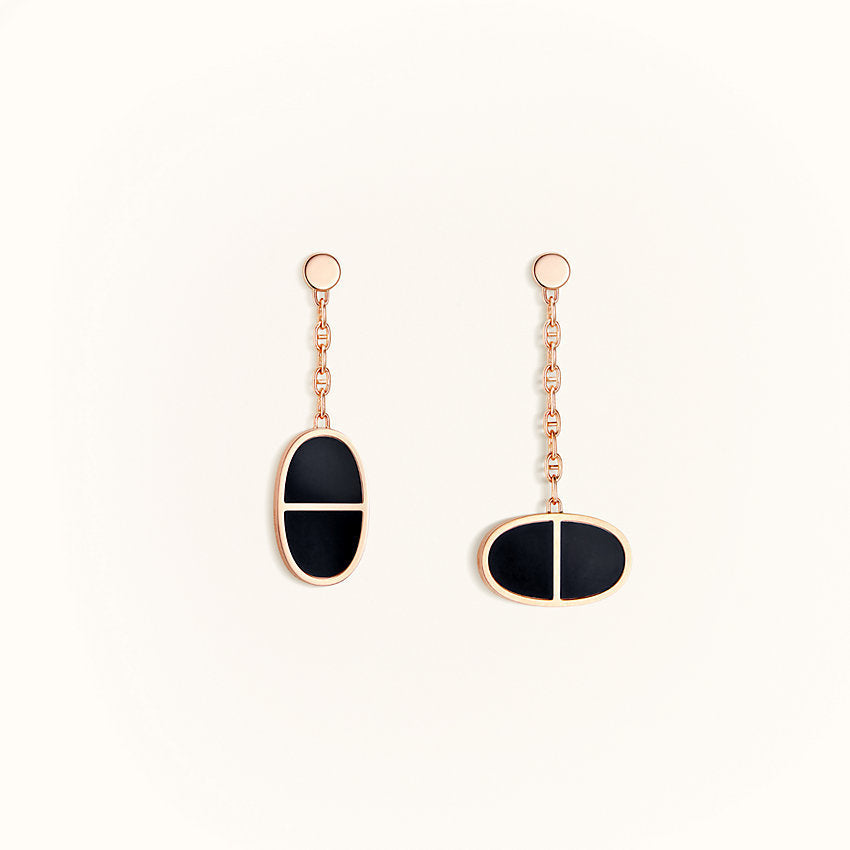 [Clover Jewelery]CHAINE VERSO BLACK CERAMIC EARRINGS