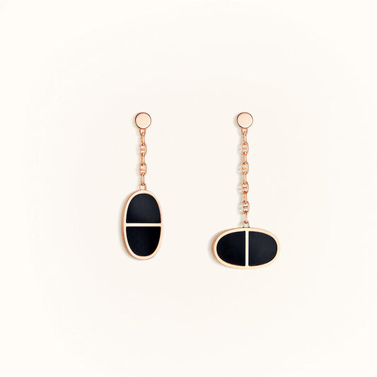 [Clover Jewelery]CHAINE VERSO BLACK CERAMIC EARRINGS