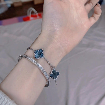 [Clover Jewelery]CLOVER 5 MOTIF PIETERSITE SILVER BRACELET