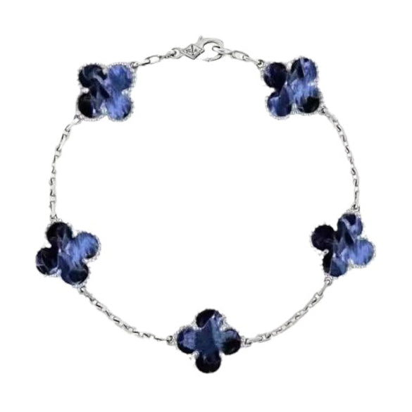 [Clover Jewelery]CLOVER 5 MOTIF PIETERSITE SILVER BRACELET