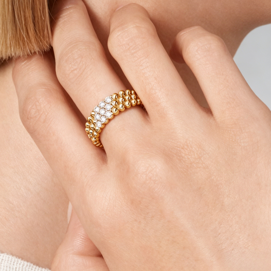[Clover Jewelry] THREE-ROW DIAMOND RING