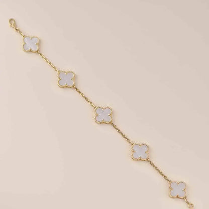 [Clover Jewelery]CLOVER  5 MOTIF WHITE MOP BRACELET